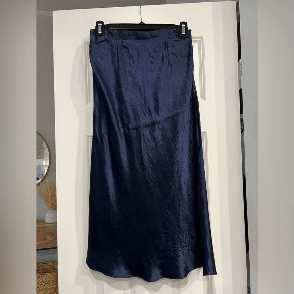 Babaton midi silk skirt, navy